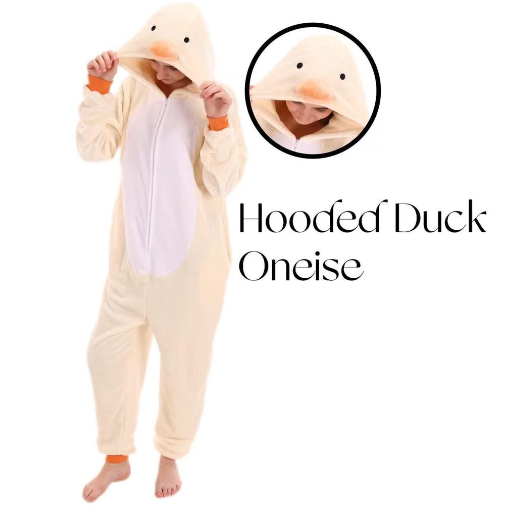 3770 Snug Fit Unisex Adult Onesie Pajamas, Flannel Duck Cosplay Animal One - Picture 3 of 8